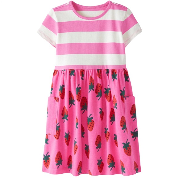 Hanna Andersson Other - Hanna Andersson Girls Striped Strawberry Mixie Dress 2T 85CM Pink Summer NEW